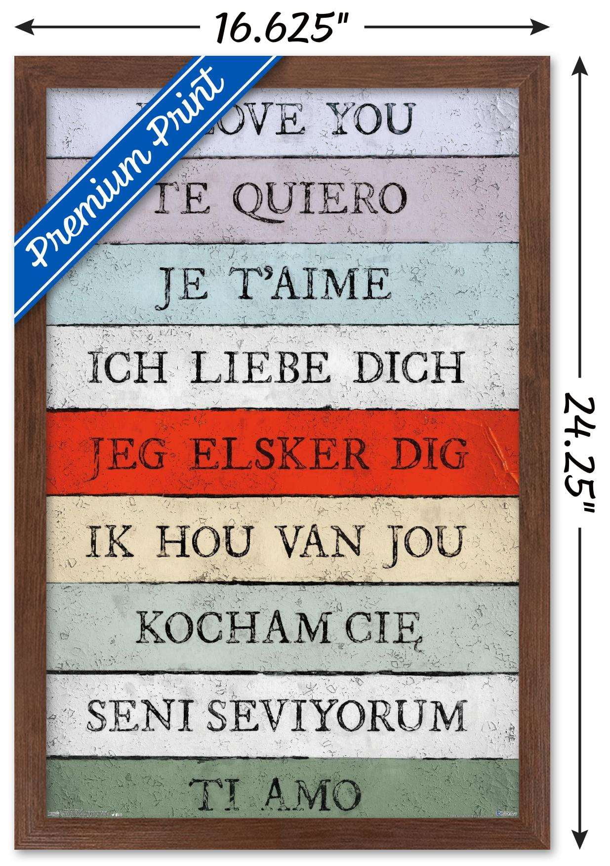 Love Language - I Love You Wall Poster, 14.725" x 22.375", Framed