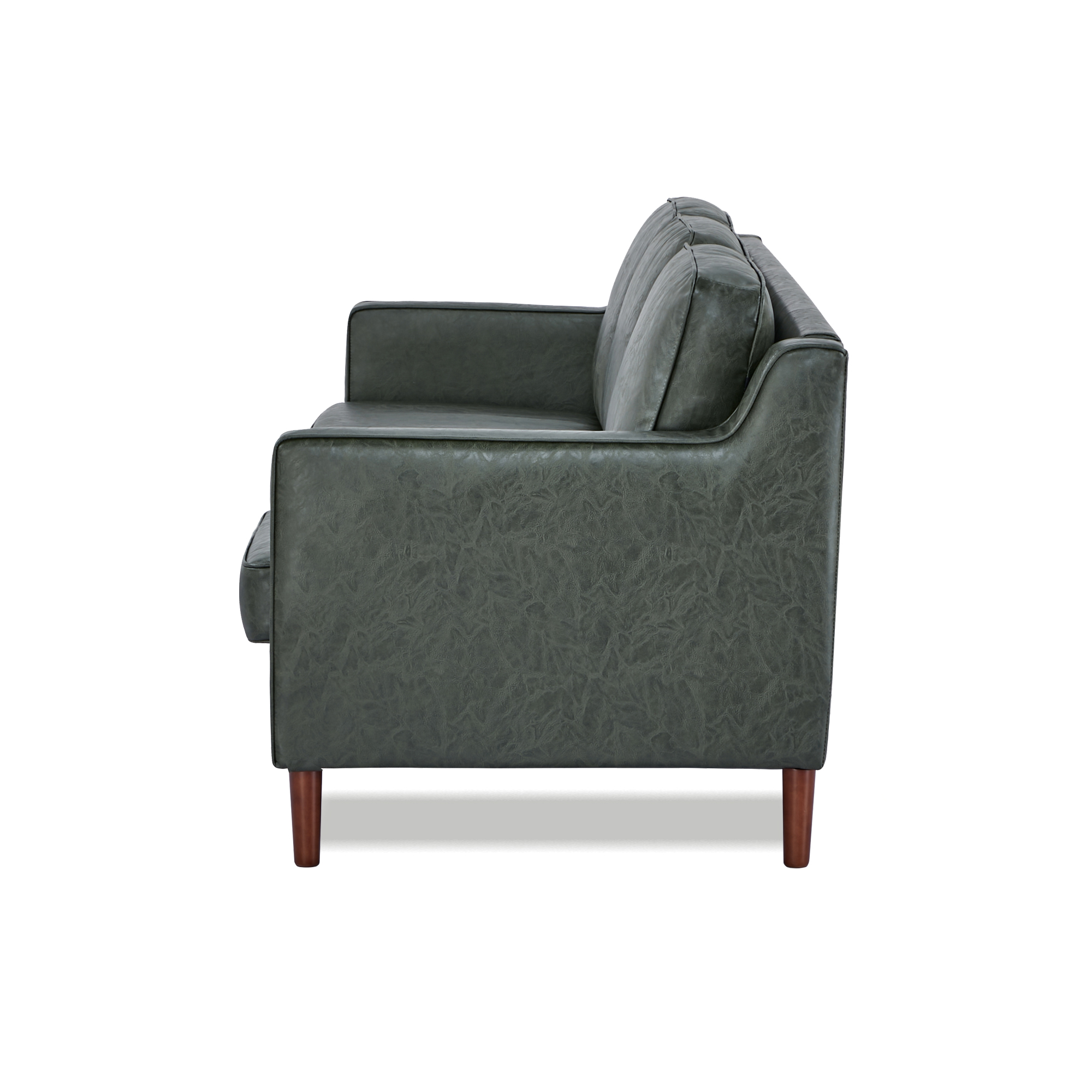 A&D Home Sedona Leaf Green Faux Leather Modern Sofa, Upholstered Contemporary Couch