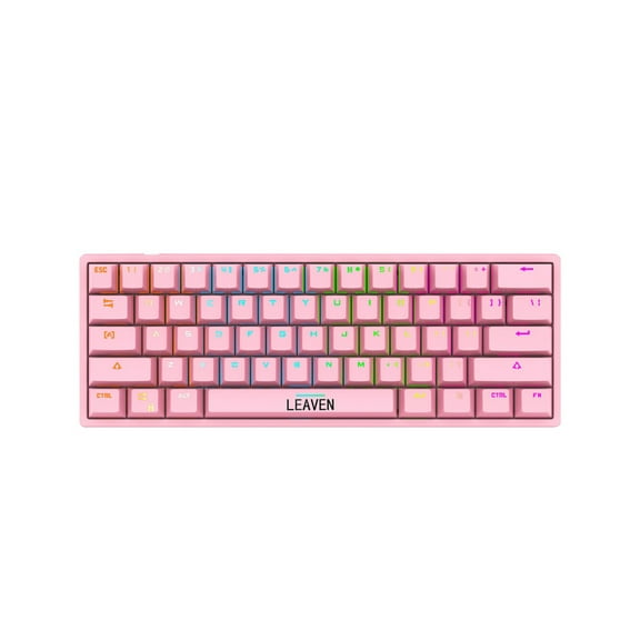 UHUYA Mechanical Gaming Keyboard Wired 60% Mechanical Gaming Keyboard RGB Backlit Compact 61 Keys Keyboard with Blue Switches for Windows PC Pink