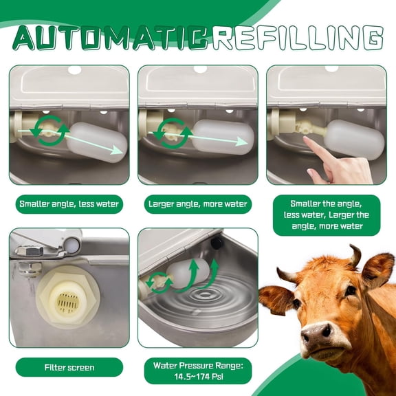 Automatic Dog Feeder Trough Bowl Dispenser Waterer for Pet Dog  Cattle Goat Sheep Water Stainless Steel Farm Tool