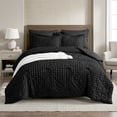 thumbnail image 5 of DHOLE Queen Comforter Set 7 Pieces – Seersucker Textured Waffle Weave Bed in a Bag, All-Season Lightweight Microfiber Bedding Sets with Sheets & Pillow Shams, Farmhouse Vintage Decor – Black, 5 of 12