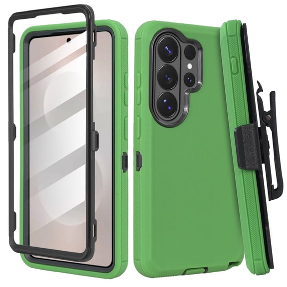 6goodeals Compatible for Samsung Galaxy S26 Ultra Rugged Protective Case with Belt Clip Holster and Built-In Screen Protector Green