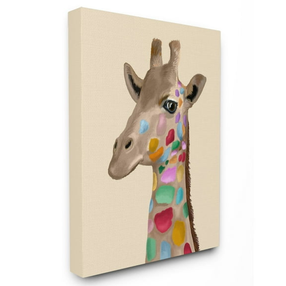 The Stupell Home Decor Collection Giraffe with Rainbow Colored Spots Illustration Wall Art