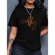 thumbnail image 1 of Camiseta de manga corta para mujer transpirable Moda de veranoWomen'S Easter Art Letter Print T-Shirt, Casual Crew Neck Short Sleeve Top, Polyester 100% Medium Stretch Knit Fabric, 180g/m2, Spring/S, 1 of 7
