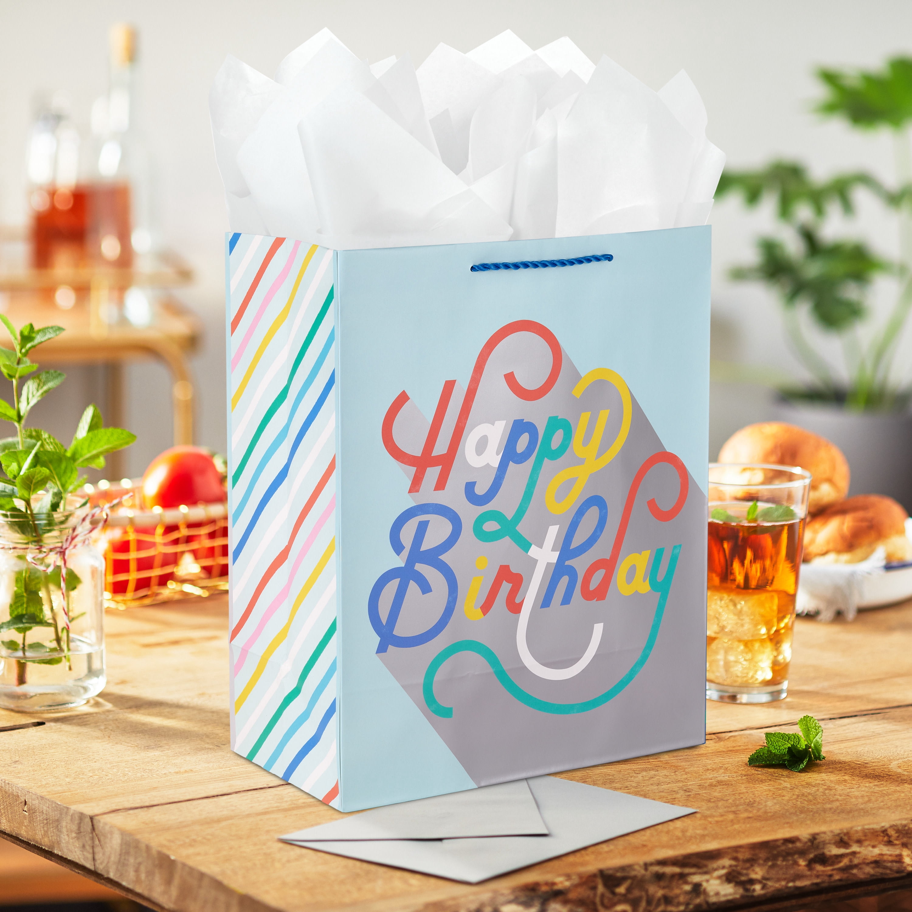 Hallmark Large Gift Bag (Happy Birthday on Aqua), 1 count