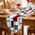 thumbnail image 2 of Table Runners 90 Inches Long, Red Geometric Cotton Linen Kitchen Dining Coffee Table Runner for Party Home Decor, Modern Black Gray Abstract Striped Art Tabletop Dresser Scarves Runner 13x90 Inch, 2 of 9
