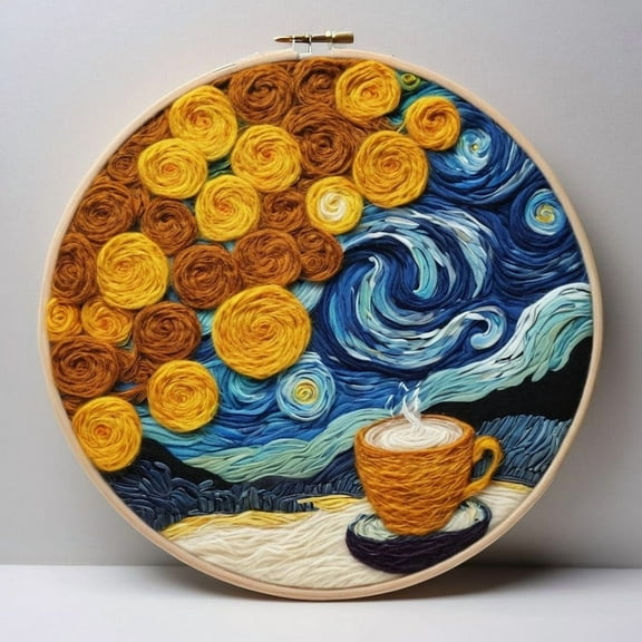 Coffee Needle Felting Set, Beginner Felt Painting Set, With Wool Felt Painting Set, Decorative Frame, Suitable for Home Decoration, Christmas Gift