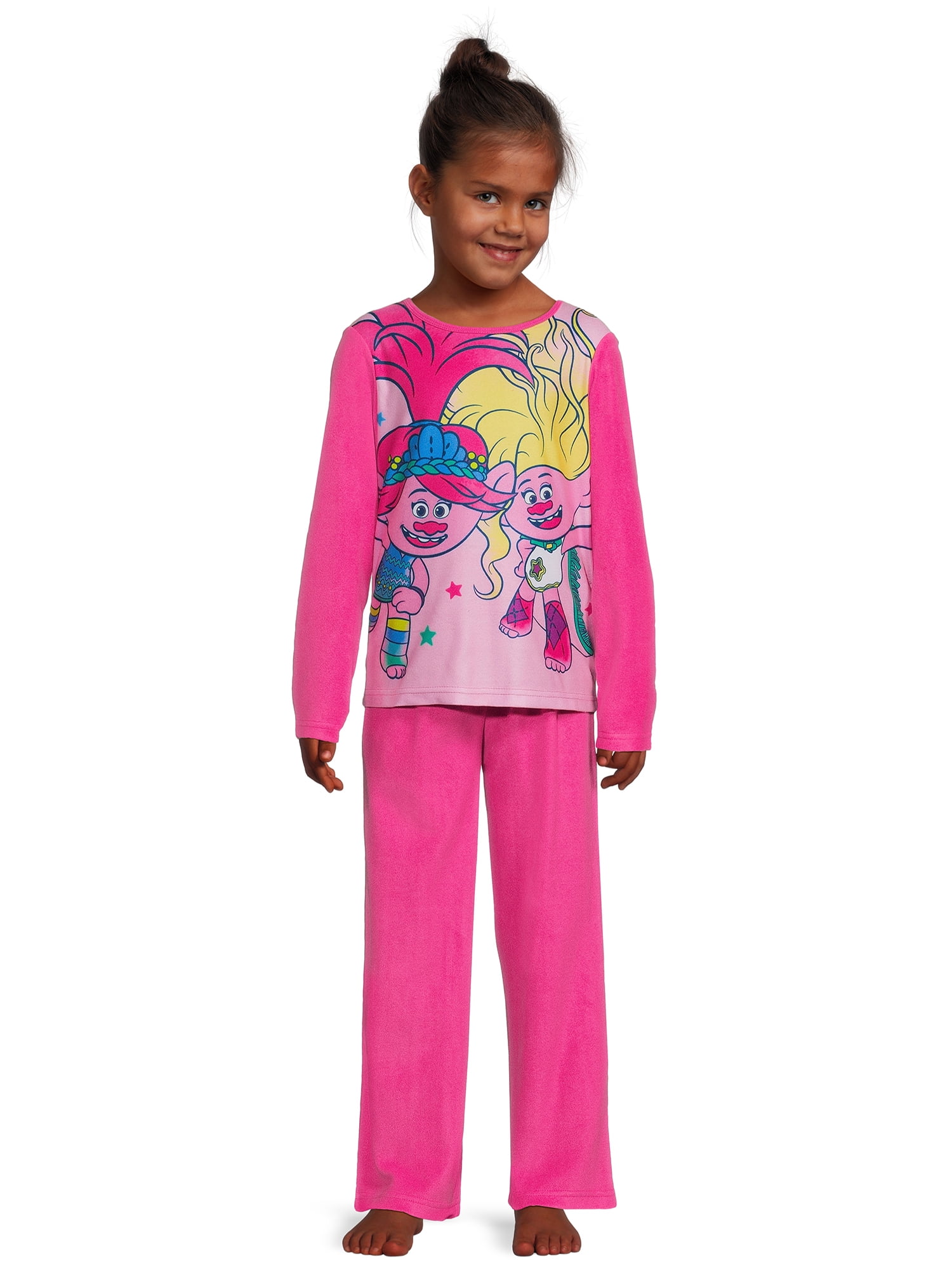 Girls Licensed Character Long Sleeve Top and Pants Sleep Set,  2-Piece, Sizes 4-12