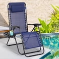 thumbnail image 6 of Dkelincs Zero Gravity Chair Folding Patio Lounge Chair Adjustable Outdoor Camping Beach Chair with Pillow and Cup Holder for Lawn Pool, Blue, 6 of 7