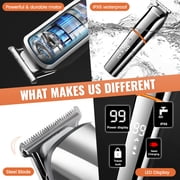 PRITECH Beard Trimmer for Men, All-in-One Hair Clippers Kit, Precision Cordless Grooming Set Waterproof IPX6 for Beard, Hair, Body, Nose, Ear, with Foil Razor (Silver)