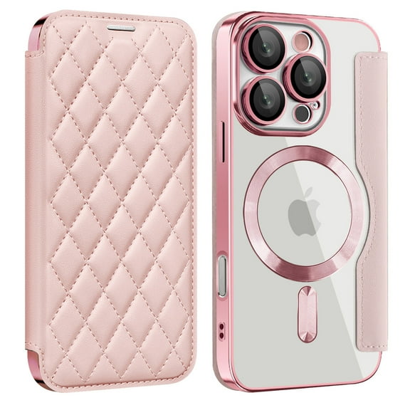 for iPhone 15 Pro Max Wallet Case with RFID Blocking Credit Card Holder,Compatible with MagSafe,PU Leather Flip Kickstand Shockproof Cover Women Men for iPhone 15 Pro Max Phone case,Pink