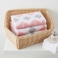 thumbnail image 4 of Unique Bargains Geometric Rhombus Cotton Soft Color Block Hand Towel Pink 2pcs 28" x 13", 4 of 7