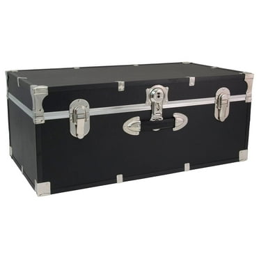 Seward Essential Trunk with Lock, 30-Inch - Black Storage Chest for Dorm, Bedroom, Clothes, Blankets, Toys - Secure with Key & Padlock Option