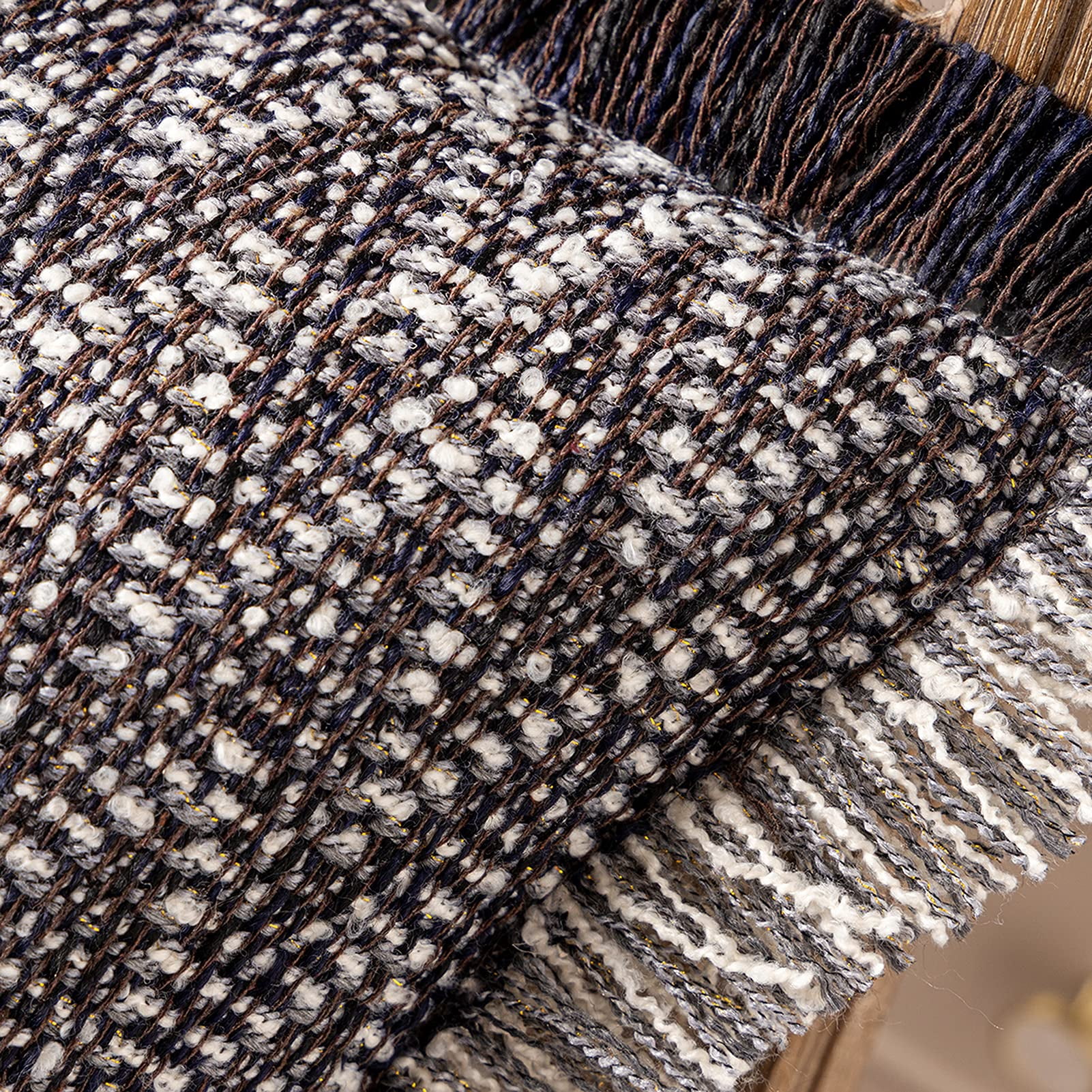 Phantoscope Boho Hand Woven Textured Decorative Throw Pillow with Insert, Fringe Trim, Modern Farmhouse Accent, Black, 18 x 18 in, 1 Pack