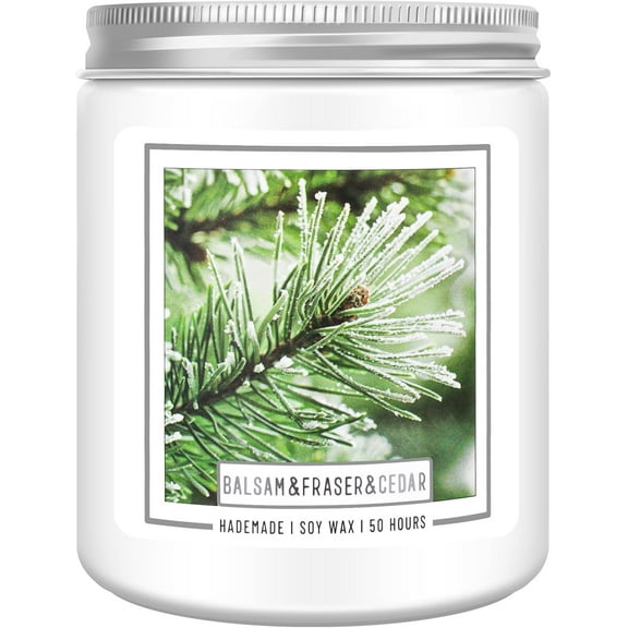 Balsam Pine Candle, Christmas Balsam Fir Candles Scented, 9oz Holiday Candles with 50+ Hour Burn Time, Fir Cedar Tree Scent Gifts for Women