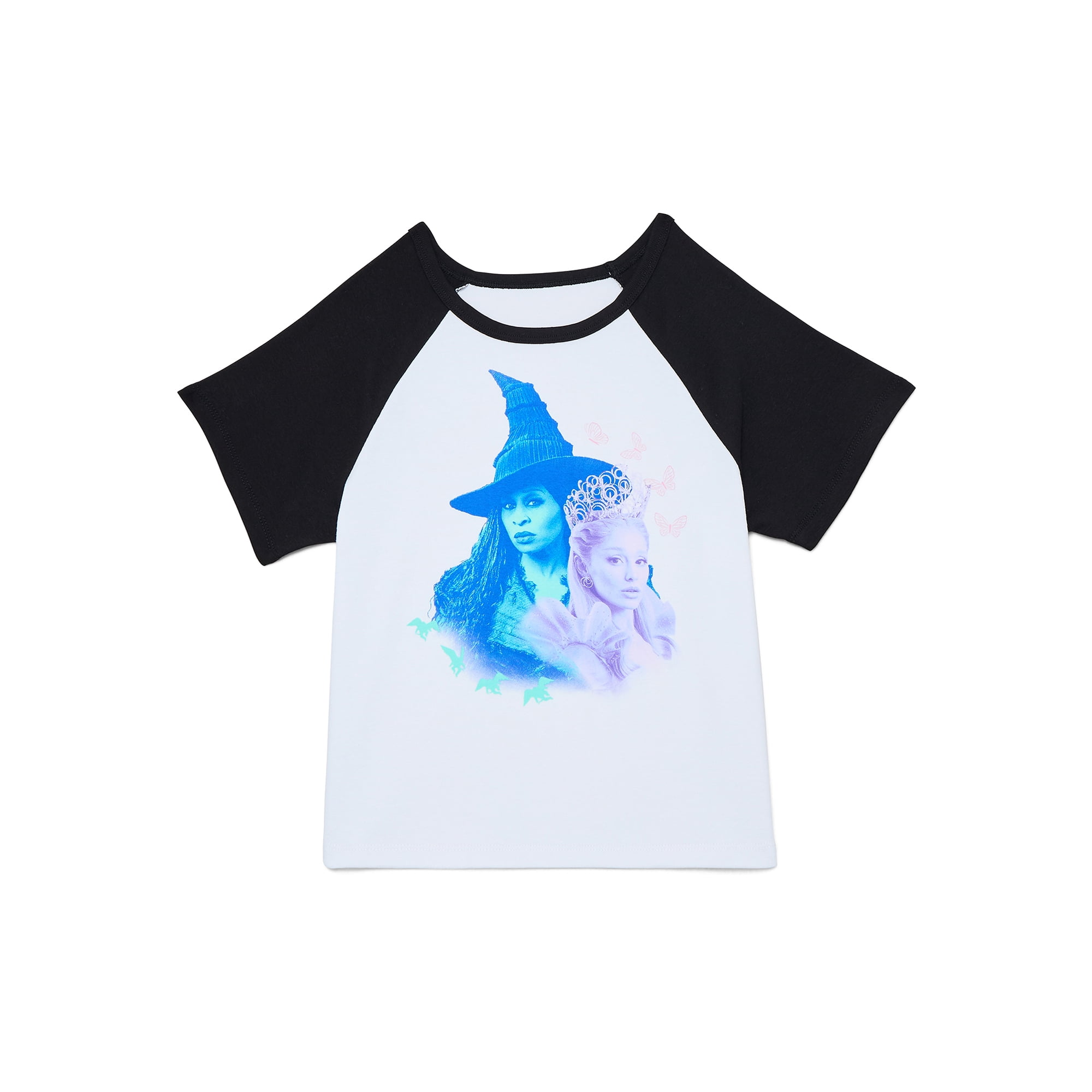 Wicked Girls Two Halves Raglan Graphic Tee with Short Sleeves, Sizes 4-16