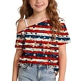 thumbnail image 2 of Auroural Girls Summer One Shoulder Short Sleeve T Shirts Casual Cute Suit 250 Anniversary Usa Shirt Kids for 5-14Y Girls Clothes 12 Years Old T Shirt, 2 of 9