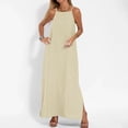 thumbnail image 4 of Yteetum Summer Dresses for Women Sleeveless Solid Color Halter Pocket Dresses Skirts, 4 of 10