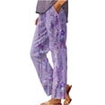 thumbnail image 2 of Njagoc3 Bohemian Floral Elastic Waist Pants - Womens Relaxed Fit Straight Leg 9/10 Length & Long Pants for Spring/Fall Comfort, 2 of 6