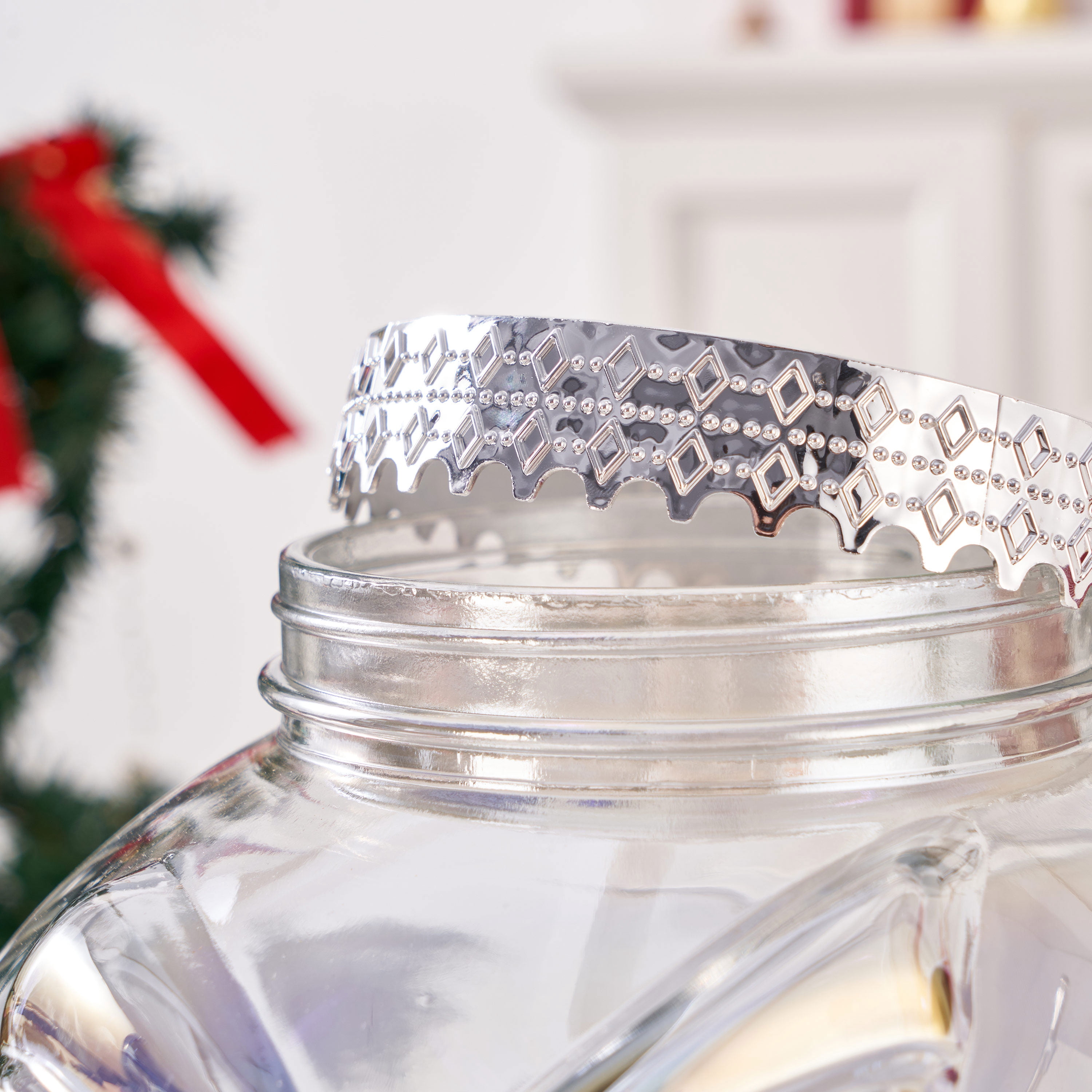 Ornament Dispenser Clear Iridescent Glass 1.5 Gallon Holiday Time