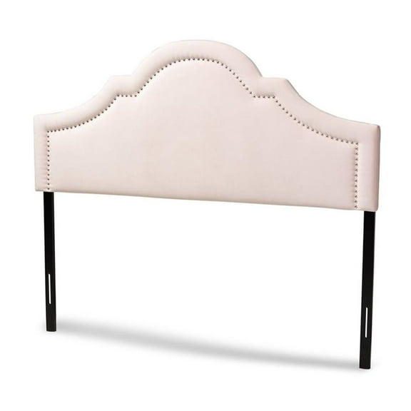 Bowery Hill Velvet and Wood Queen Headboard in Light Pink