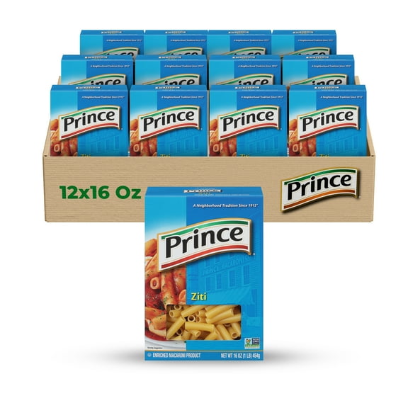 Prince Ziti Pasta – Classic Tube-Shaped Pasta for Baked & Saucy Dishes (12-Pack, 16 oz Each) – The perfect pasta for baked ziti, pasta casseroles, and hearty sauces.
