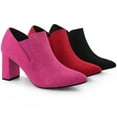 thumbnail image 3 of Unique Bargains Pointy Toe Slip on Chunky Heels Chelsea Ankle Booties for Women, 3 of 7