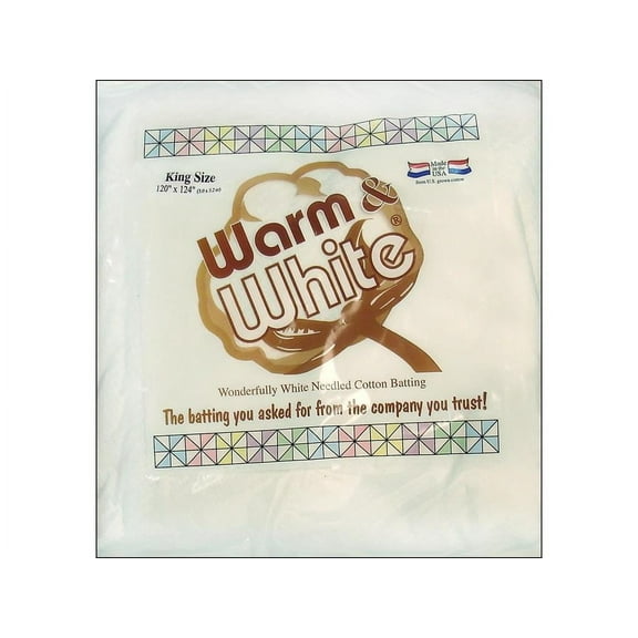 Warm & White Needled Cotton Batting (120'' x 124'') King Size