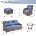 thumbnail image 2 of Gymojoy Brown 6 Pieces Wicker Patio Furniture Set Outdoor Conversation Set, All Weather PE Rattan Sectional Sofa Couch with Ottoman and 6 inch Cushions, 2 of 14