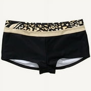 Sand N Sun - Women's Plus-Size Metallic-Trim Boy-Short Bikini Bottom