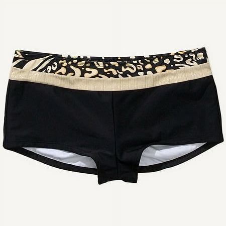 Sand N Sun - Women's Plus-Size Metallic-Trim Boy-Short Bikini Bottom
