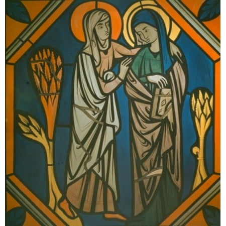 Century Stained Glass - The Visitation stained glass window 12th Century Poster Print
