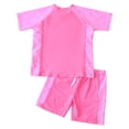 thumbnail image 2 of YONGHS Boys Girls Two Piece Rash Guard Bathing Suit Short Sleeve Shirts and Swim Shorts Swimsuits Camo Pink 9-10, 2 of 5