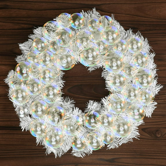 Thiccywoov 16 Inch Christmas Iridescent Ball Wreath for Front Door Christmas Ornament Garland Decoration Wreath Iridescent Xmas Door Decorative Hanging Ornaments for Holiday Window Party Decor C111