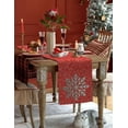 thumbnail image 5 of Table Runner Dresser Scarves 90 Inch Long, Christmas Winter Silver Snowflake Linen Dining Table Runners Shining Glitter Red Back Tabletop Scarf for Wedding Holiday Party Kitchen, 5 of 7