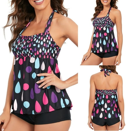 Popular Picks  Women s Bikini Set  Floral Print  Backless  Two-Piece  Beachwear  Swimwear  Fashionable  Vacation  Stylish  Summer  Leisure  Womens Bathing Suits One Piece | Black M  Sopatenor