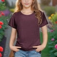 thumbnail image 2 of Taqqpue Girls Short Sleeve T Shirts Kids Casual Crewneck Summer Tops Loose Solid Cute Comfy Basic Shirts 3-14 Years, 2 of 9