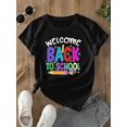 thumbnail image 1 of Girls' Back to School T-Shirt - Welcome Graphic Tee with, Soft Knit Top for First of School, Easy Care Round Neck Shirt for Young Students, Girls' T-shirts, Backtoschool Outfit, Playful Design, 1 of 6