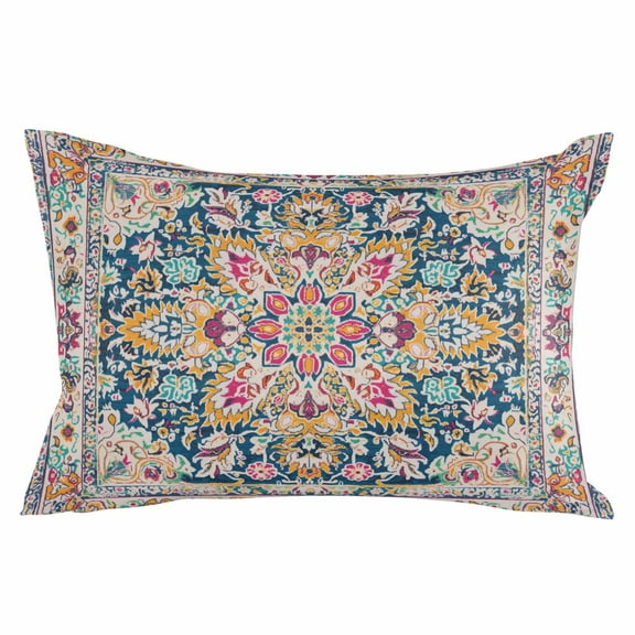 Ethnic Vintage Mexican Flowers Southwestern Throw Pillow Cover, Pillowcase Protectors with Zipper, Breathable Decorative Lumbar Pillow Case Cover, Pillow Shams for Couch Sofa 16x24Inch