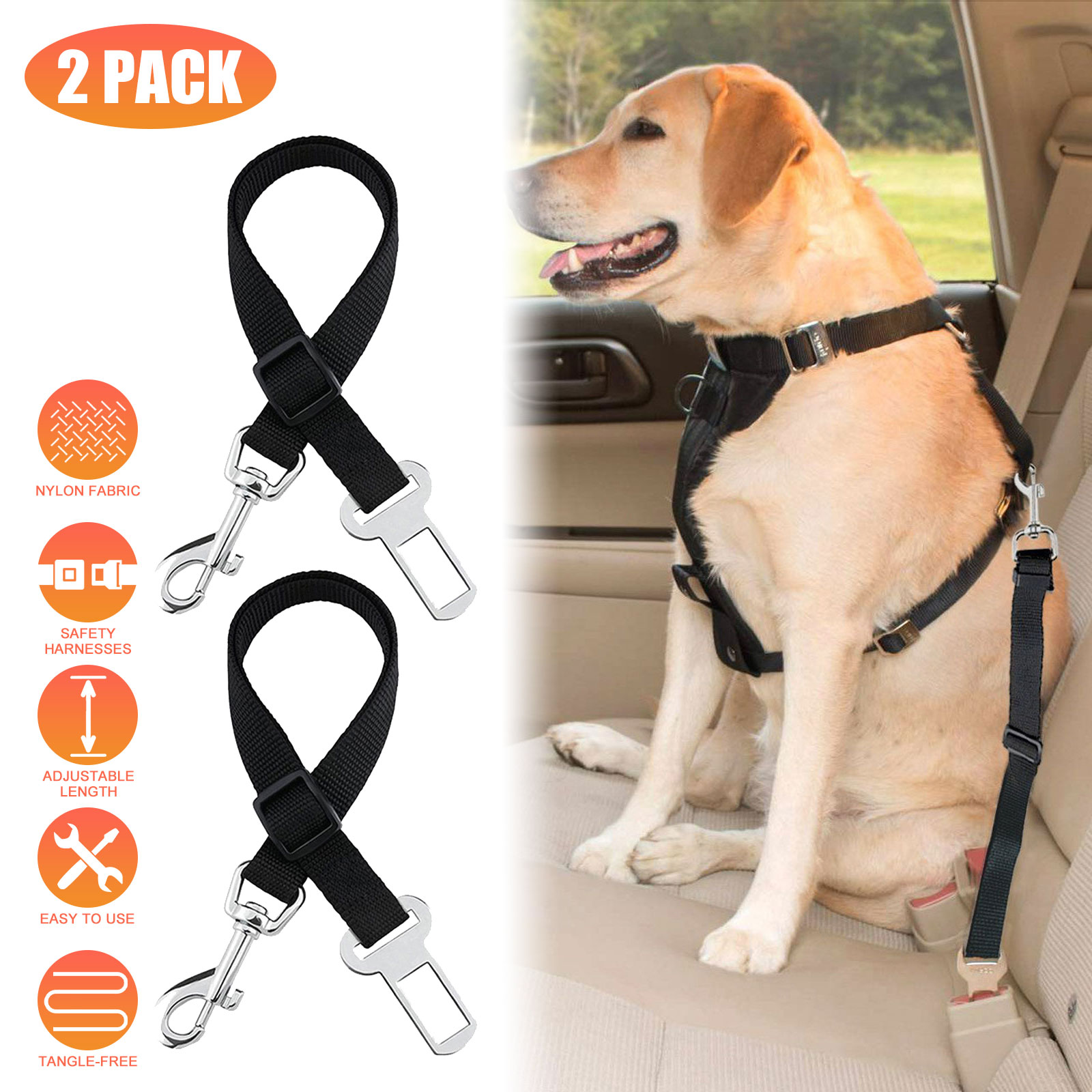 tydv Car Pet Dog Seat Belt Harness Seatbelt Lead Leash For Dogs Travel Clip Dogs Car Seat Belt Safety Lever Auto Traction