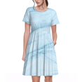 thumbnail image 1 of Balery Blue Marble Vestidos sueltos de manga corta para mujer, vestidos de verano 2025, vestidos casuales de corte A con vuelo., 1 of 6