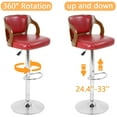 thumbnail image 6 of BestOffice Modern Bar Stool Set Of 2 Beech Barstools Height Adjustable Counter Stools PU Leather For Home Kitchen Dining Room Stools,Red, 6 of 7