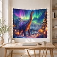 thumbnail image 5 of Sauropod Dinosaur Under Aurora, Mystical Fantasy Style for Dinosaur Lovers, Prehistoric Wall Decor, Housewarming Gift, Tapestry Wall Hanging for Bedroom and Gaming Room, 5 of 7