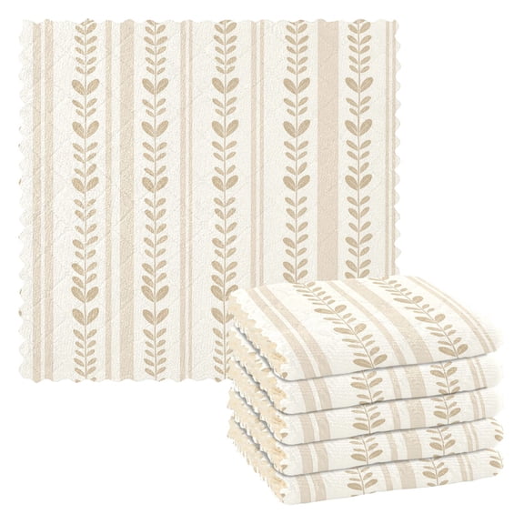 Yayeee 6 Pack Kitchen Dish Cloths Set for Washing Soft Drying Absorbent Microfiber Towels, Beige Abstract Pattern