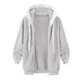 thumbnail image 4 of cllios Womens Winter Fuzzy Fleece Jacket Hooded Color Block Patchwork Cardigan Coats Oversized Fluffy Sherpa Outerwear with Pockets, 4 of 5
