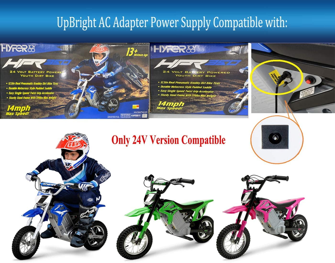 UPBRIGHT AC Adapter Compatible with Hyper HPR350 24 Volt Battery