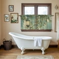 thumbnail image 4 of Spring Leaves Tier Curtains 24 Inch Length, Oil Light White Flowers Country Vintage Green Cafe Short Curtains for Bathroom Over Sink, Small Kitchen Curtain Light Filtering Drapes 2 Panels 27.5"Wx24"L, 4 of 8