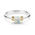 thumbnail image 2 of Gem Stone King 925 Sterling Silver and 10K Yellow Gold White Simulated Opal Solitaire Engagement Ring for Women (0.50 Cttw, Round Cabochon 5MM, Gemstone October Birthstone, Size 8), 2 of 4