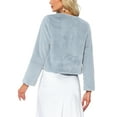 thumbnail image 3 of INSPIRE CHIC Cropped Open Front Jacket for Women's Faux Fur Long Sleeve Bolero Winter Coat L Pure Gray, 3 of 5