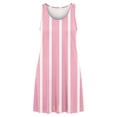 thumbnail image 4 of PNTUTB Dress for Women Short Dress Fashionable Vertical Stripes Versatile Flattering Casual Loose Comfortable Round Neck Sleeveless Short Dress, 4 of 6